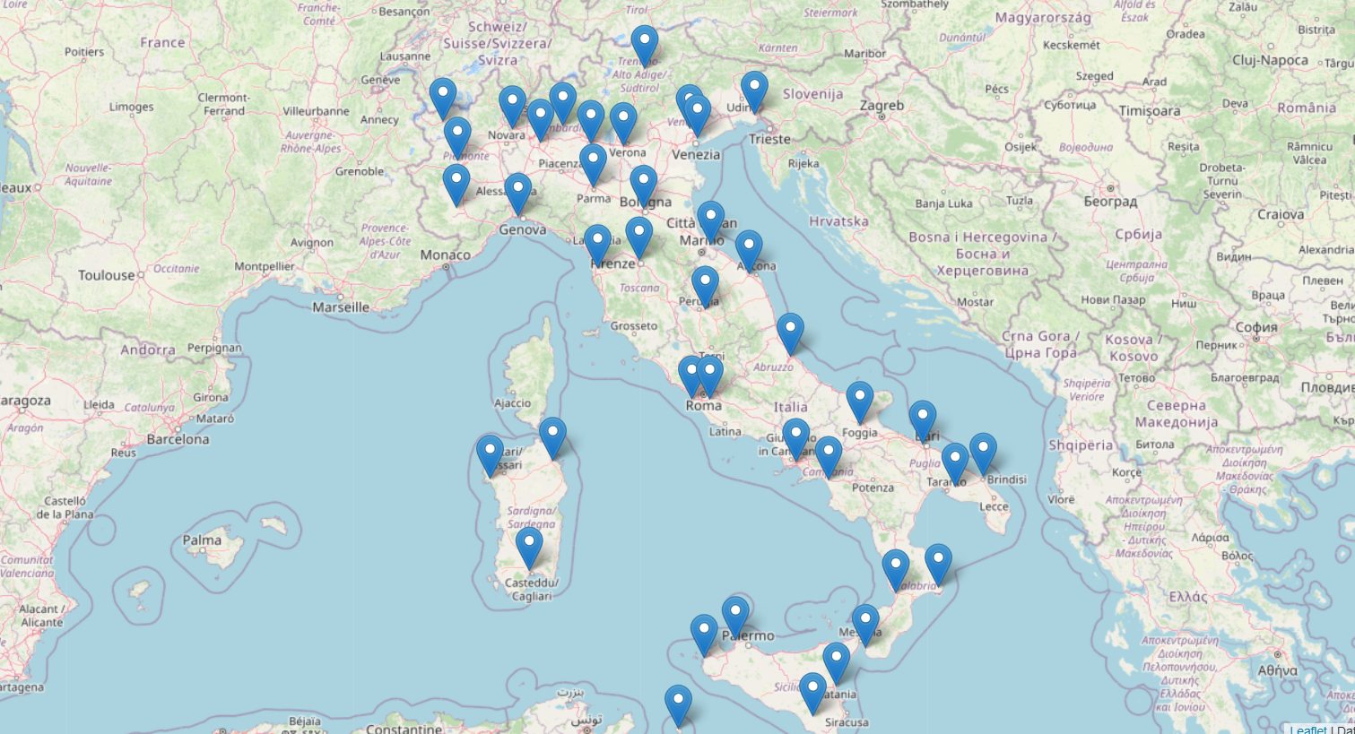 mappa aeroporti italiani